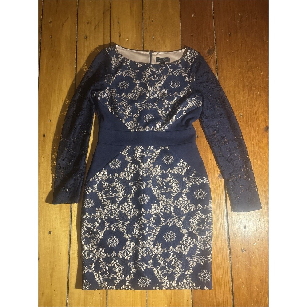 Jessica Simpson Women's Blue Dress Size 4 Long Sleeve wedding Event dress